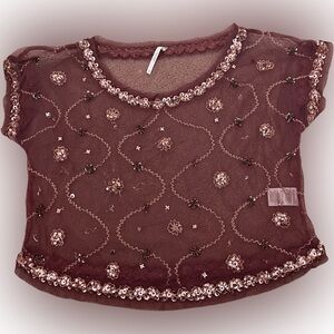 Free People embellished mesh top